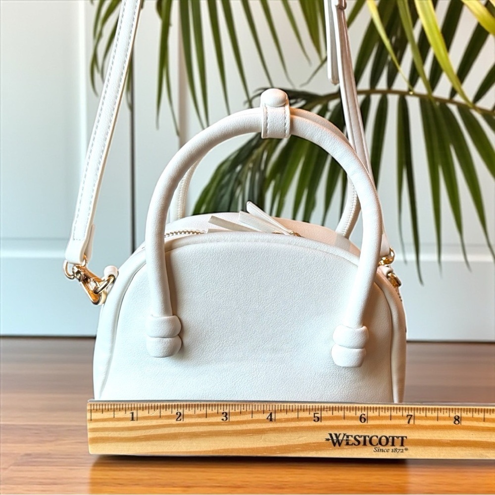 Anthropologie White Mini Top Handle Crossbody Bag – Gold Hardware - Picture 13 of 16